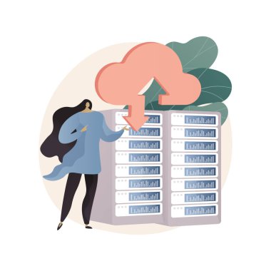 Bulut depolama soyut konsept vektör çizimi.