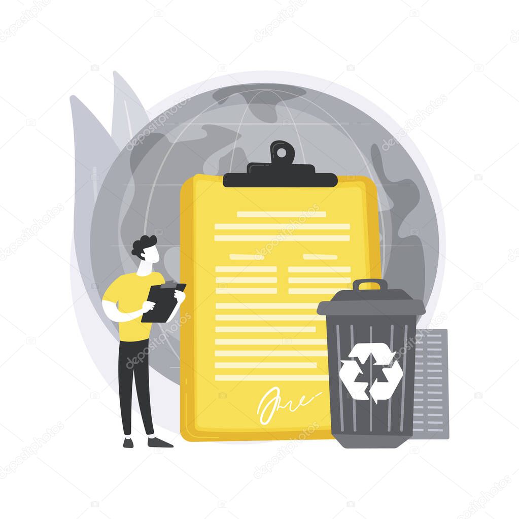 Government mandated recycling abstract concept vector illustration.