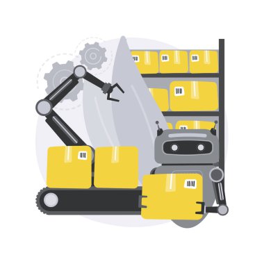 Depo robotizasyonu soyut konsept vektör çizimi.