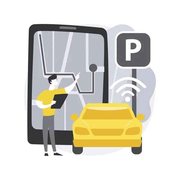 Samoparkowanie samochodu system abstrakcyjny koncepcja wektor ilustracja. — Wektor stockowy