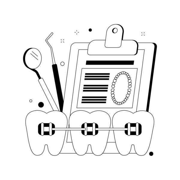 Ортодонтические услуги Абстрактная концептуальная векторная иллюстрация.