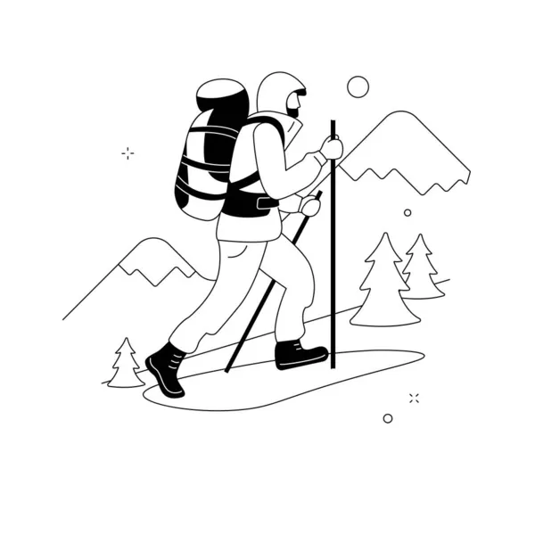 Winter wandelen abstract concept vector illustratie. — Stockvector