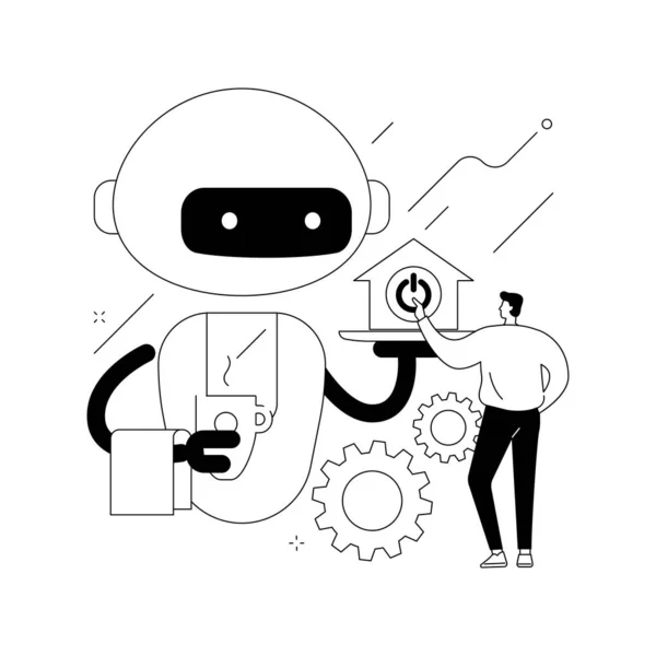 Home robô tecnologia conceito abstrato vetor ilustração. — Vetor de Stock