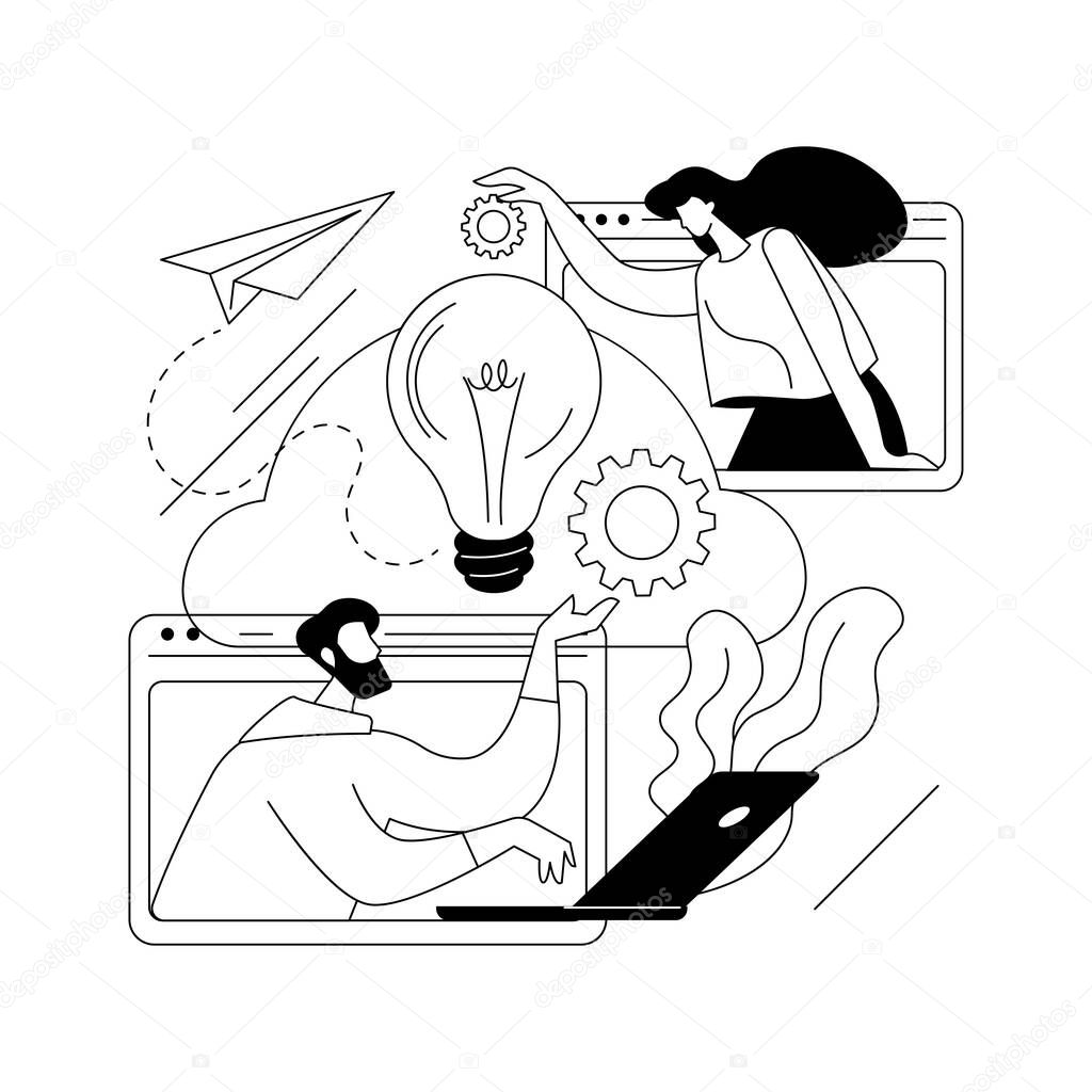 Cloud collaboration abstract concept vector illustration.