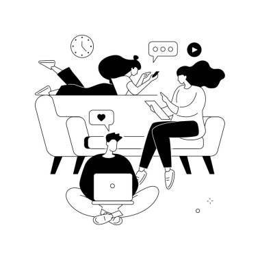 İnternet bağımlılığı soyut konsept vektör çizimi.