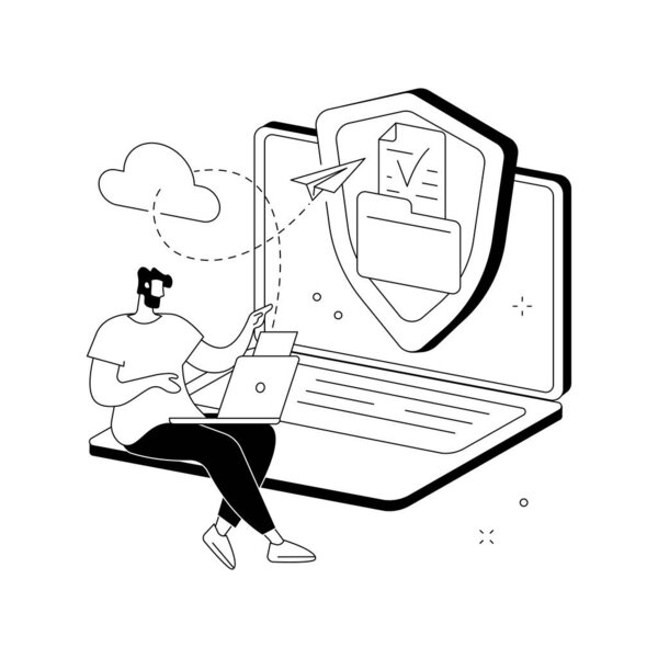 Абстрактная векторная иллюстрация безопасного обмена файлами.