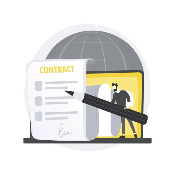 Contrat électronique abstrait concept vectoriel illustration. — Image vectorielle