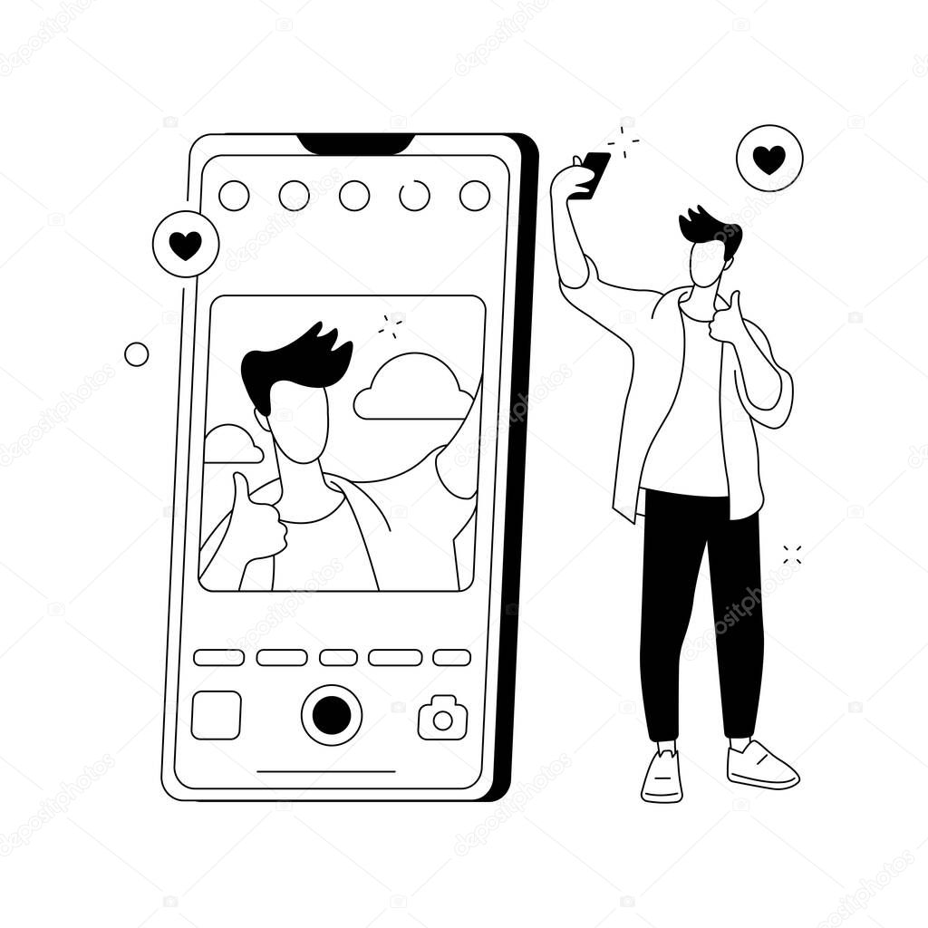 Selfie abstract concept vector illustration.