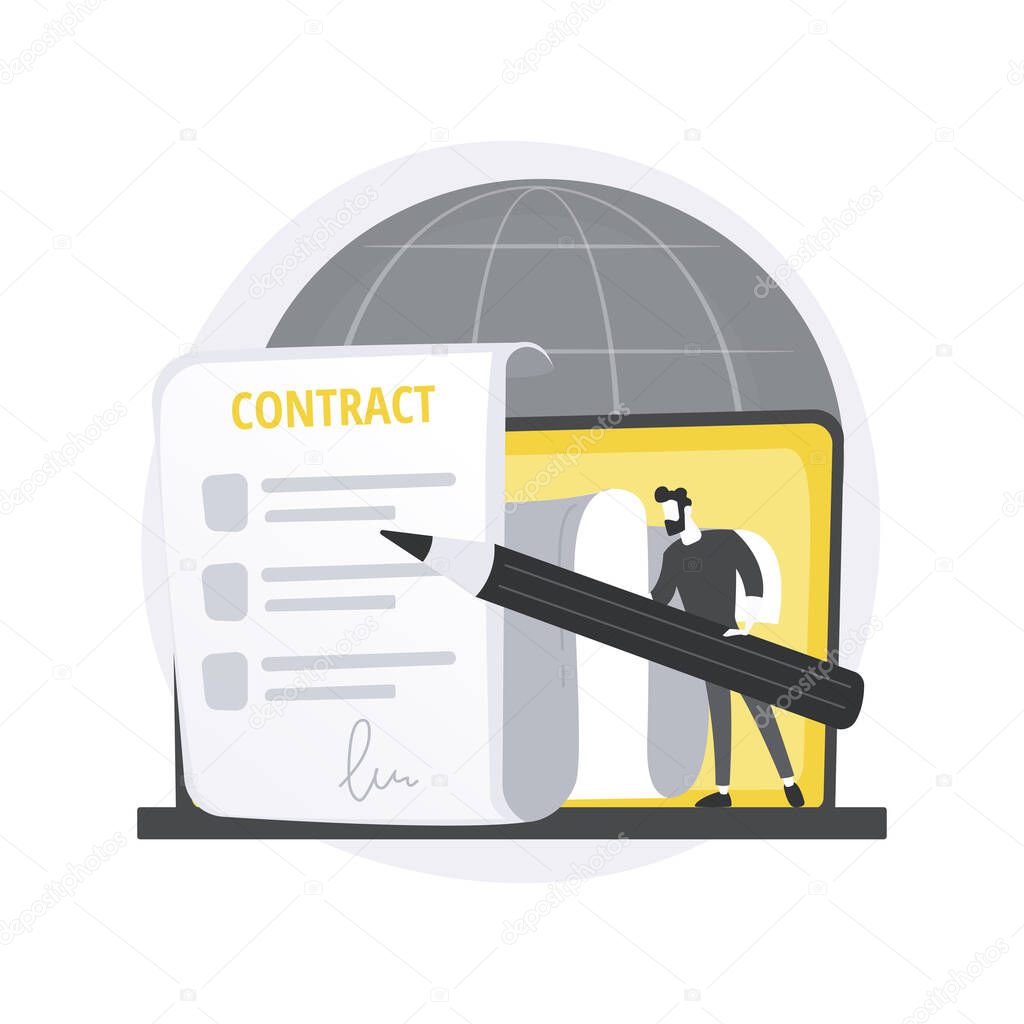 Electronic contract abstract concept vector illustration.