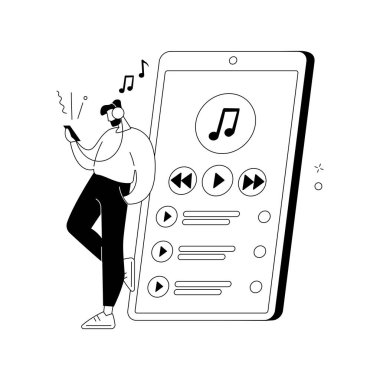 Müzik çalma soyut konsept vektör çizimi.
