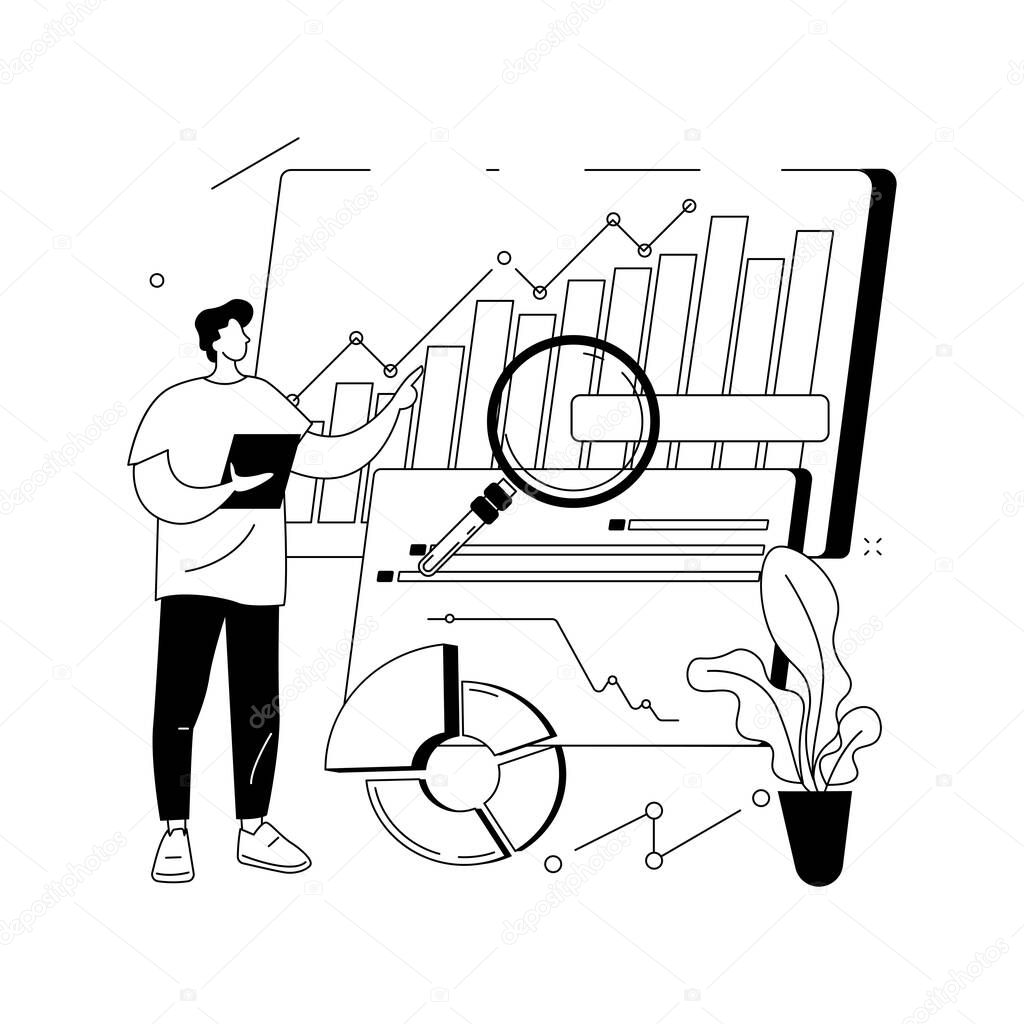 Data driven business model abstract concept vector illustration.