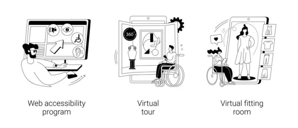 Illustrazioni vettoriali concettuali astratte sull'inclusività online. — Vettoriale Stock