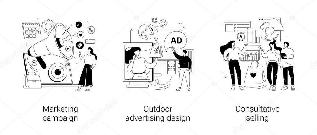 Product promotion abstract concept vector illustrations.