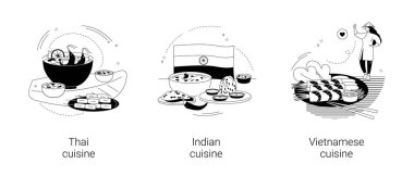 Doğu mutfağı soyut konsept vektör çizimleri.