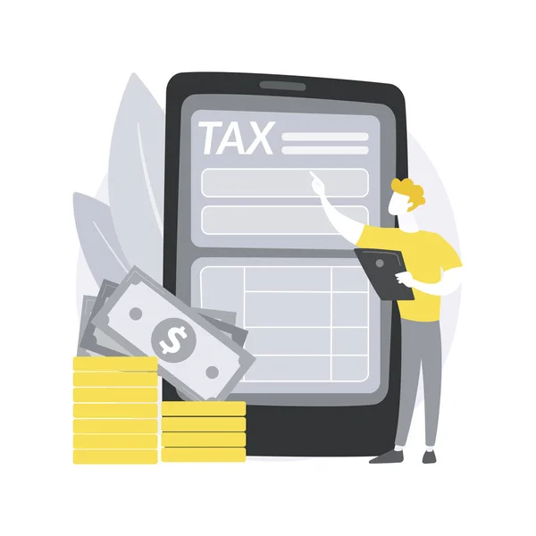 Mobile app tax filing software abstract concept vector illustration. — Stock Vector