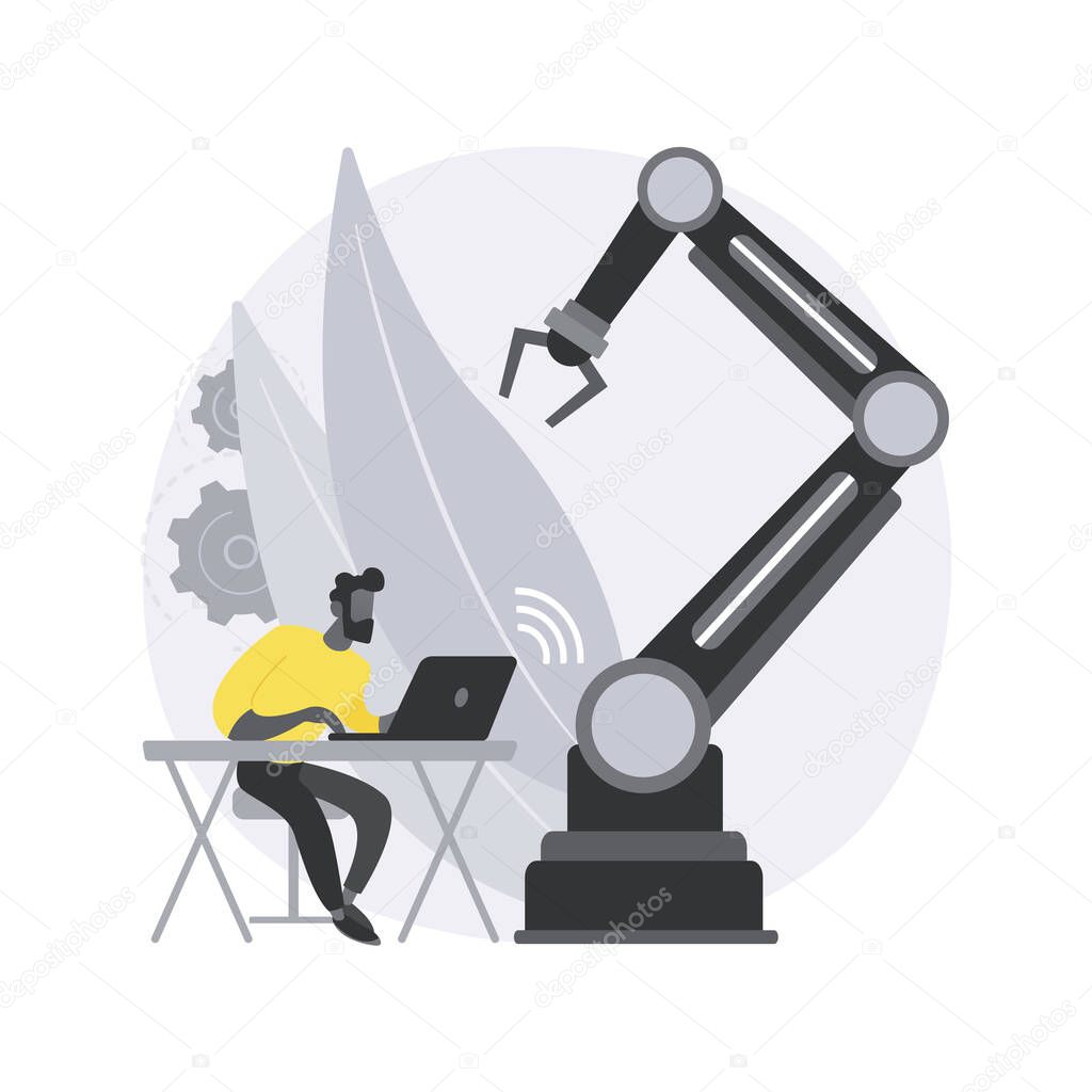 Remotely operated robots abstract concept vector illustration.