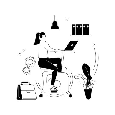 Fitness odaklı çalışma alanı soyut konsept vektör çizimi.