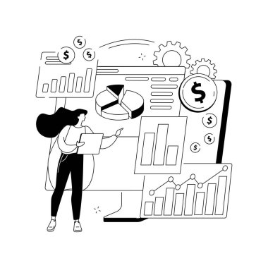 Finansal veri yönetimi soyut konsept vektör çizimi.