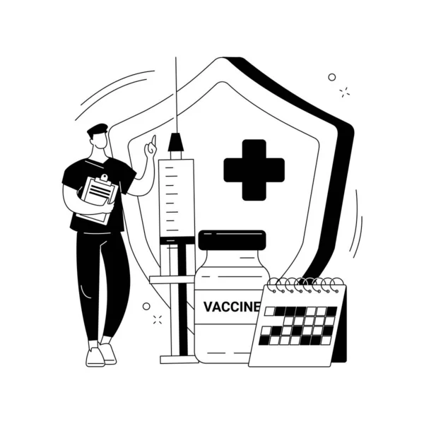 疫苗接种方案抽象概念病媒说明. — 图库矢量图片