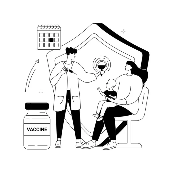 婴儿和儿童疫苗接种抽象概念病媒说明. — 图库矢量图片
