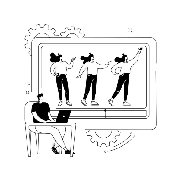 Computer animazione concetto astratto vettoriale illustrazione. — Vettoriale Stock