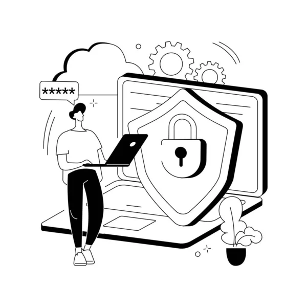 Software de seguridad cibernética concepto abstracto vector ilustración. — Vector de stock