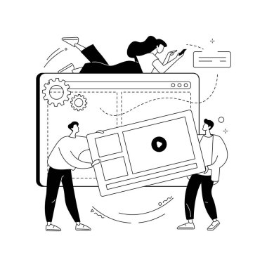 İniş sayfası oluşturma soyut konsept vektör çizimi.