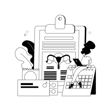 Kadın doğum kontrol hapları soyut konsept vektör çizimi.