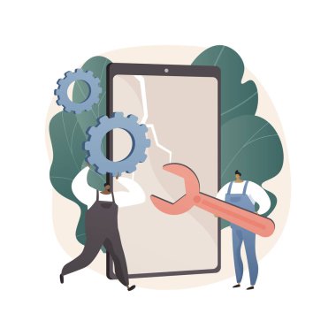Akıllı telefon onarımı soyut konsept vektör çizimi.