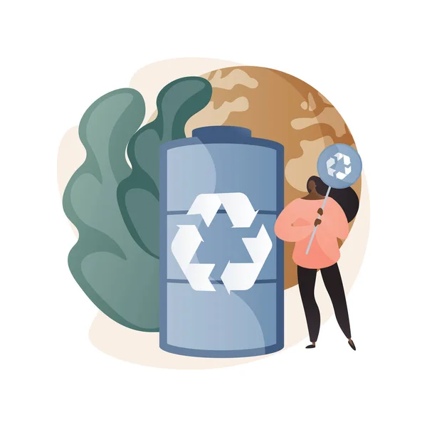 Εικονογράφηση φορέα αφηρημένης έννοιας ανακύκλωσης μπαταριών. — Διανυσματικό Αρχείο