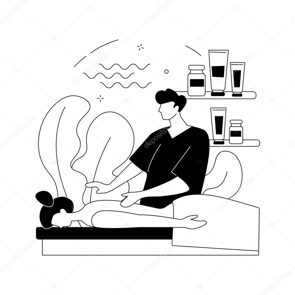 Professional massage therapy abstract concept vector illustration.
