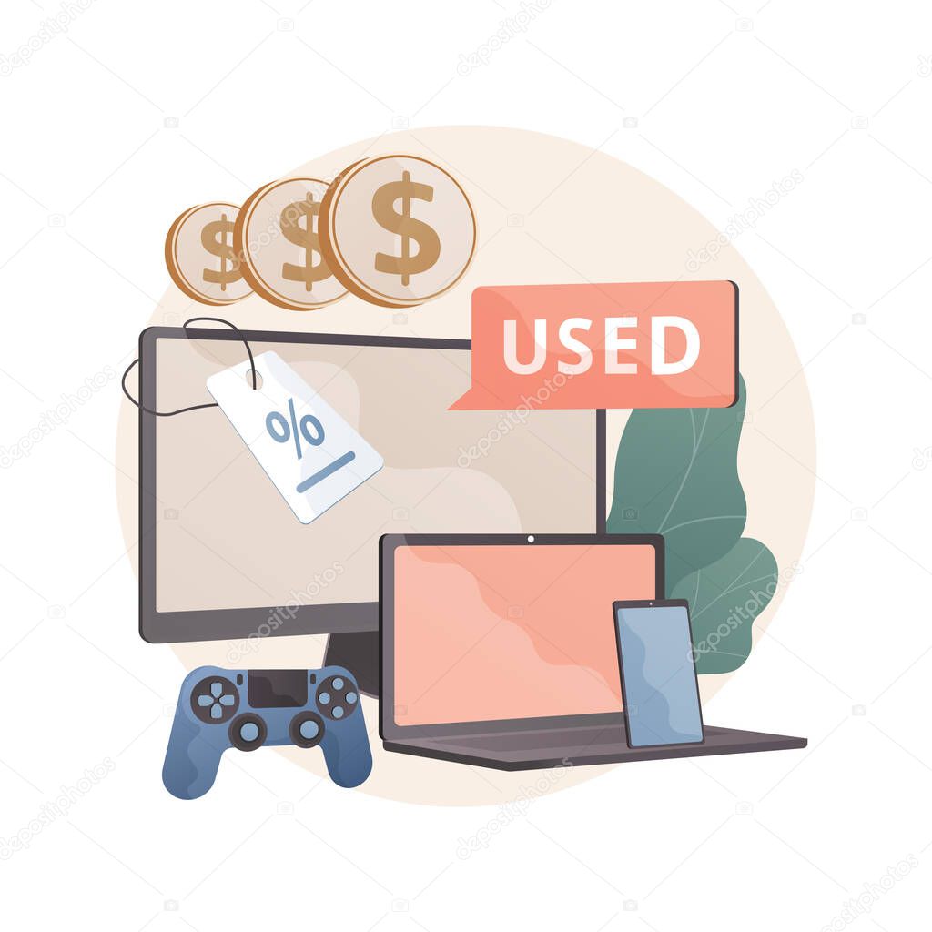Used electronics trading abstract concept vector illustration.
