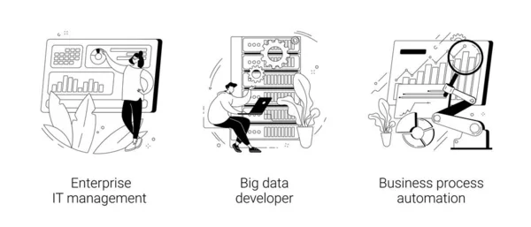 Soluções de software de TI conceito abstrato ilustrações vetoriais. — Vetor de Stock