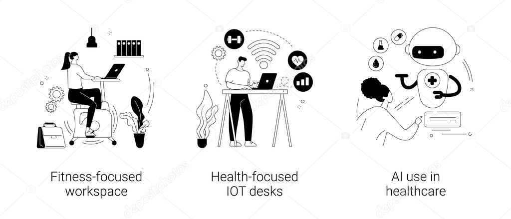 Health-focused technology abstract concept vector illustrations.