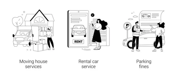 Transporte doméstico conceito abstrato vetor ilustrações. — Vetor de Stock