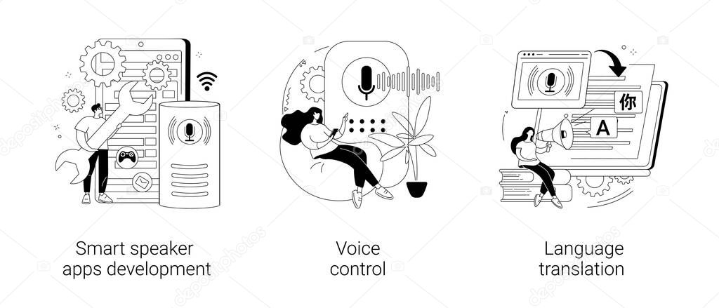 Voice assistant abstract concept vector illustrations.