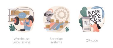 Lojistik sıralama soyut konsept vektör çizimleri.