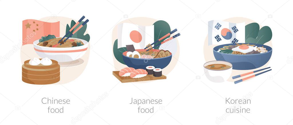 Asian food abstract concept vector illustrations.