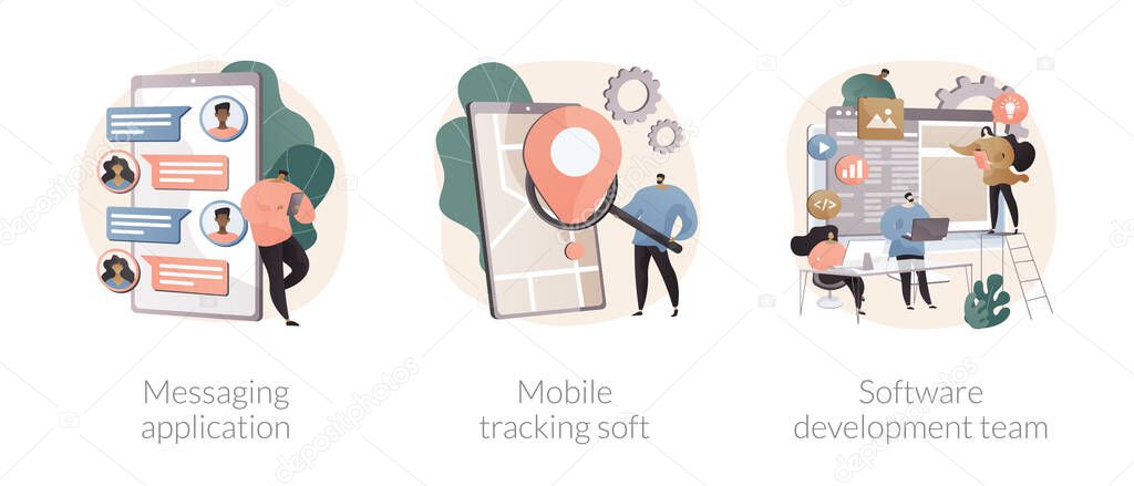 Smartphone application abstract concept vector illustrations.