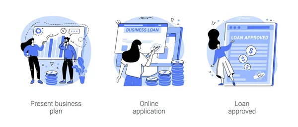 Pequenas empresas empréstimo isolado desenhos animados vetor ilustrações se — Vetor de Stock