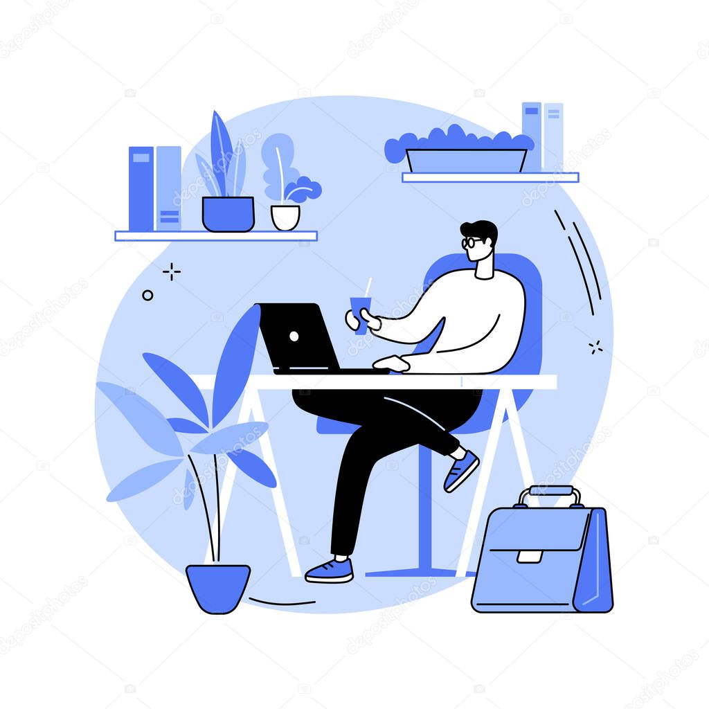 Biophilic design in workspace abstract concept vector illustration.