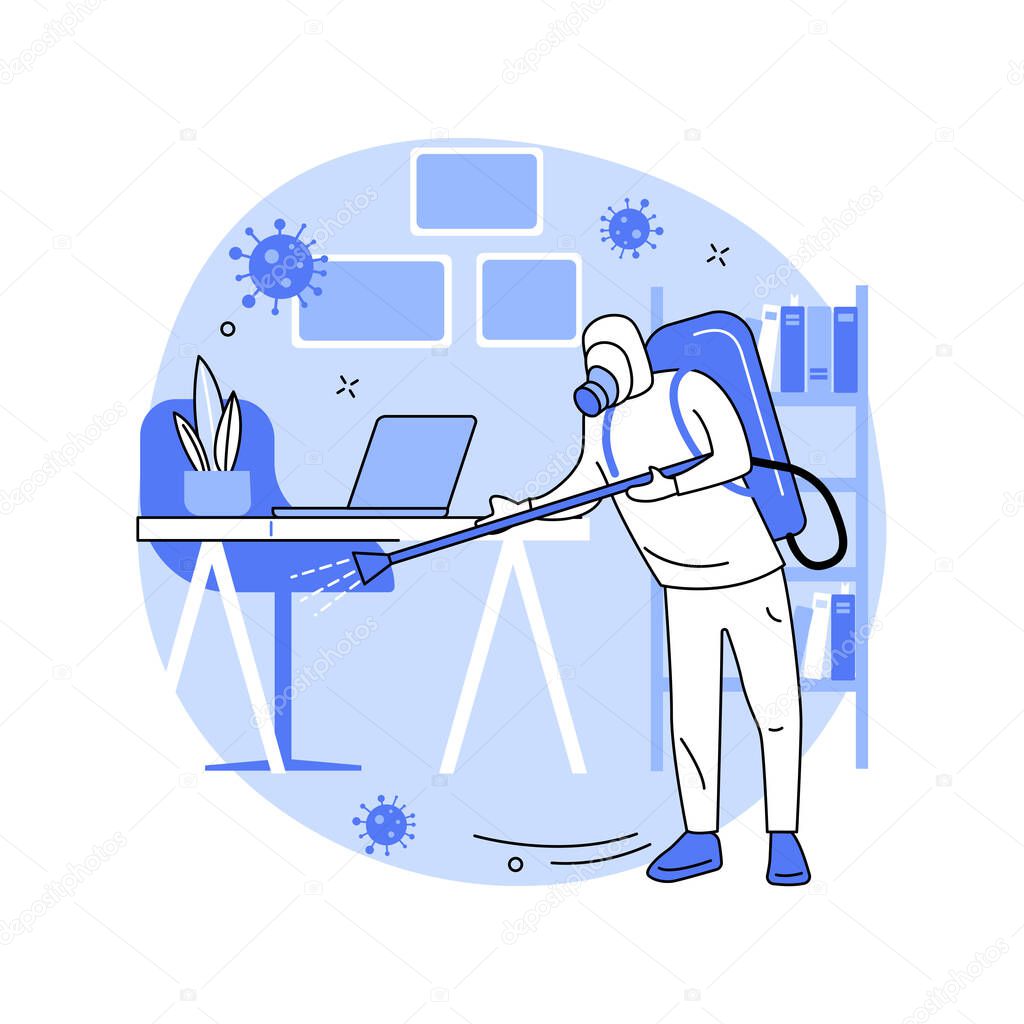 Office disinfection service abstract concept vector illustration.