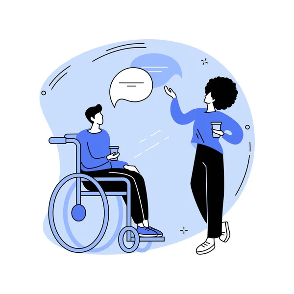 Sociale aanpassing van gehandicapten abstracte concept vector illustratie. — Stockvector