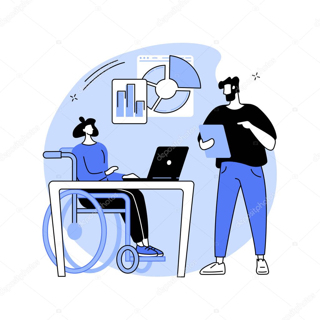 Disabled employment abstract concept vector illustration.