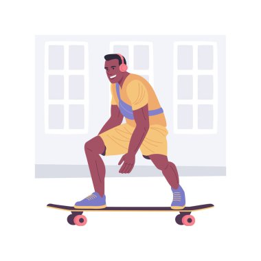 Longboard karikatür vektör çizimleri.