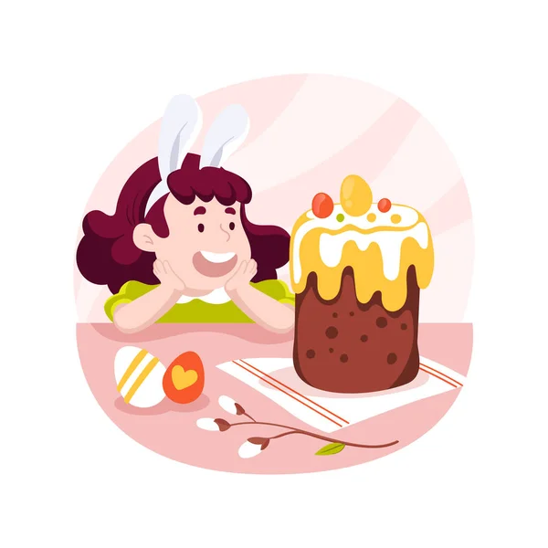 Gâteau de Pâques isolé dessin animé vecteur illustration. — Image vectorielle