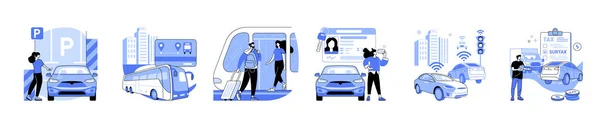 Public transportation vector set.