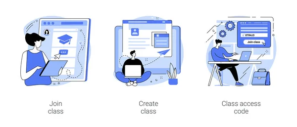 Fonctionnalités d'enseignement en ligne illustrations vectorielles de dessin animé isolé se — Image vectorielle