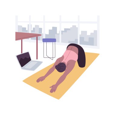 Yoga molası izole edilmiş çizgi film vektör çizimleri.
