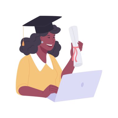 Dijital diploma al izole edilmiş çizgi film vektör çizimleri.